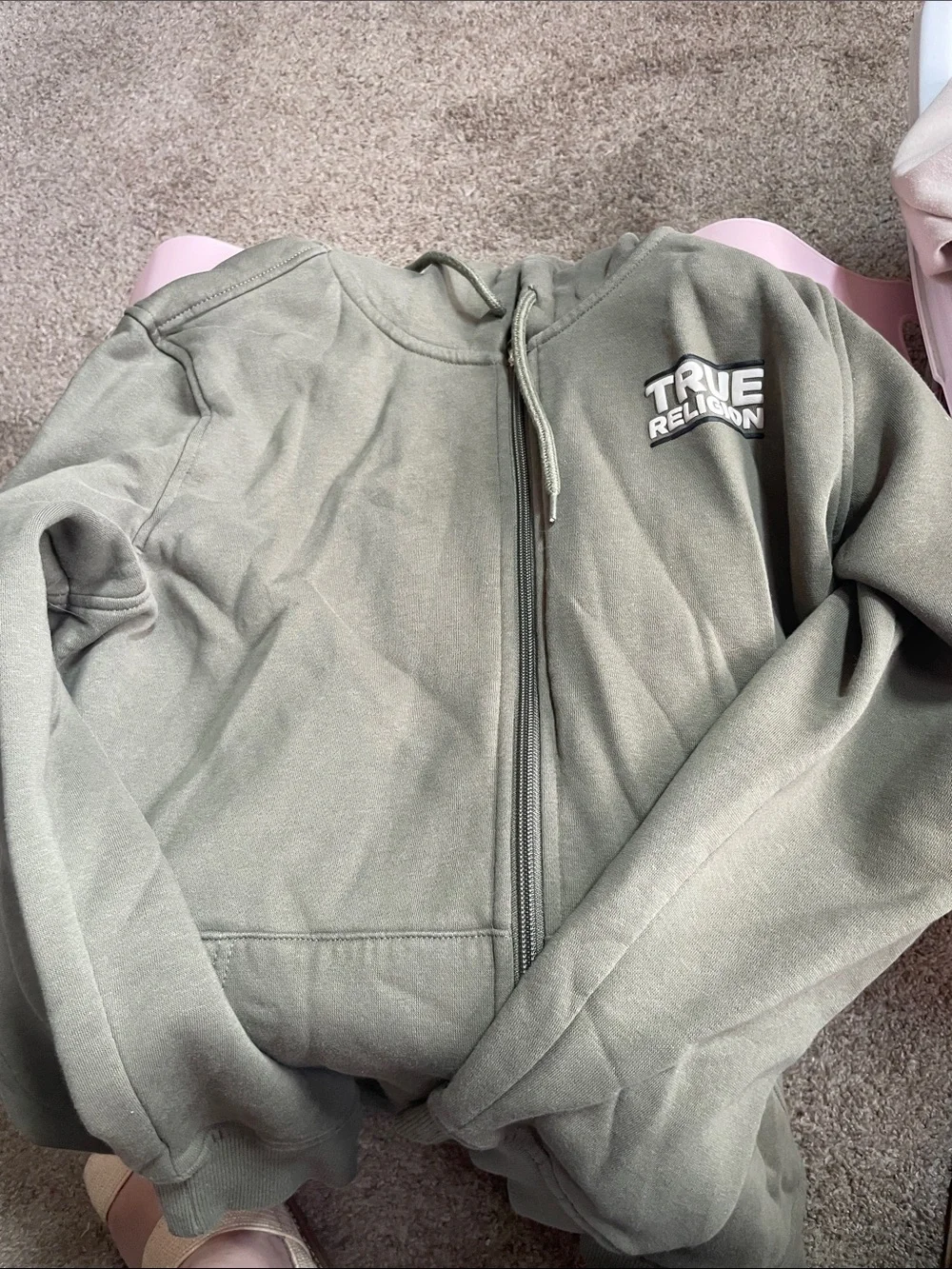 True Religion  Olive Green Full-Zip Hoodie medium